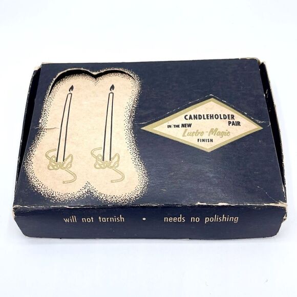 Vintage W.T.Rogers Gold Tone Lustro-Magic Finish Candleholder Pair - Picture 12 of 16